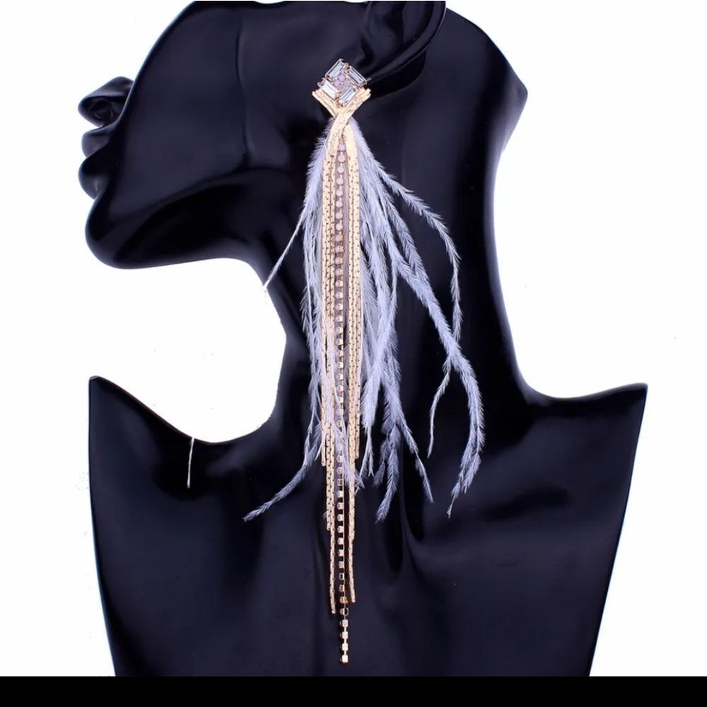 NWOT Feather & Rhinestone Earrings